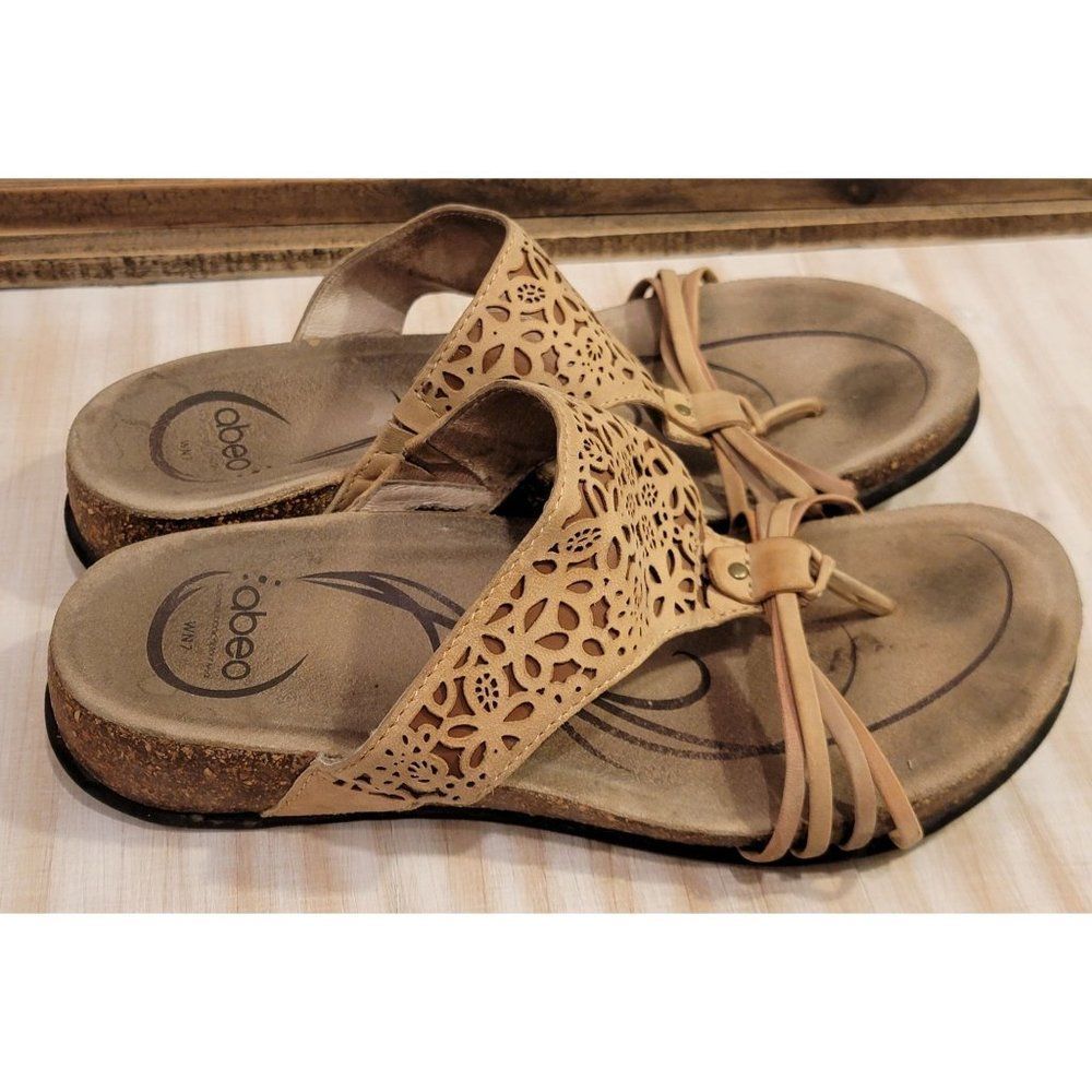 Abeo Beige Floral Cut-Out Sandals